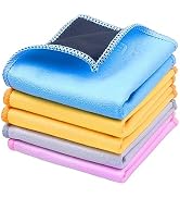 Eco-Fused Microfiber Cleaning Cloths Double-Sided - 5 Pack - 6.6 x 6.2 inch - Microfiber and Sued...