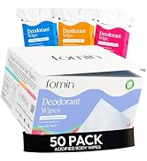 FOMIN Acidified Travel Deodorant Wipes For Women & Men - 50 Count - Variety Pack - pH Balanced, M...