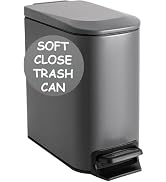 Homie Soft Close, Slim Trash Can 6 Liter / 1.6 Gallon with Anti - Bag Slip Liner and Lid, Use as ...