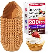 Standard Natural Cupcake Liners, 200pcs Greaseproof Parchment Muffin Liners, Food-grade Baking Cu...