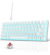 Snpurdiri Portable 60% Mechanical Gaming Keyboard, Ice Blue LED Backlit 61 Keys Mini Wired Office...