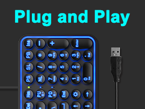 Large Print Backlit Keyboard, Quiet Wired USB Lighted Computer Keyboards with 7-Color Backlit