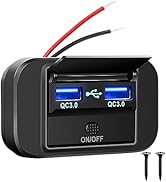 GemCoo 12V RV USB Outlet, 36W Dual QC3.0 USB Car Charger Socket Power Outlet with Cap, 12V 24V Ca...