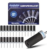 20Pcs 240 Grit Sanding Drums Sandpaper Sticks Set for Dremel Rotary Tool with 1/8" Shank, Sanding...