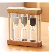 Creative 1/3/5 Minute Wooden Sand Glass Hourglass Timer - Small Wooden Frame Blue Sand Clock - Wh...