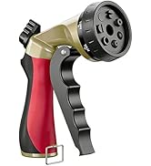 Metal Garden Hose Nozzle with 8 Spray Patterns, Shower Sprayer Nozzle with Thumb Control for Outd...