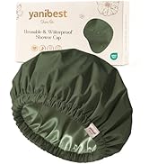 Yanibest Shower Cap for Women Reusable Waterproof,Satin Lined Bath Cap with Soft Elastic Band,Lar...