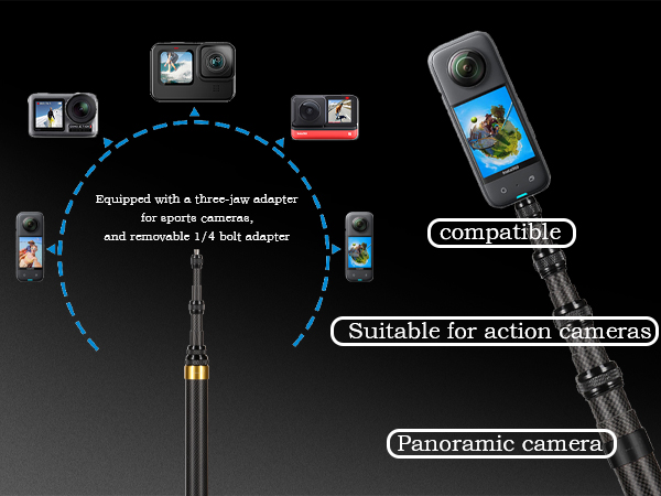 3m Selfie Stick 110in9.8ft Long Invisible Carbon Fiber Selfie Stick