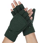 Achiou Winter Fingerless Gloves for Men Women, Convertible Warm Half Finger Mitten Gloves Flip To...