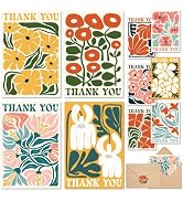 AUDREE Thank You Cards with Envelopes, Modern Abstract Flowers 50 Pack | 3.5x5 inches Floral Note...