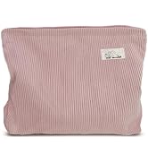 HAPPYHEIDI Large Corduroy Makeup Bag Compartment Cosmetic Toiletry Travel Accessory Pouch Purse O...
