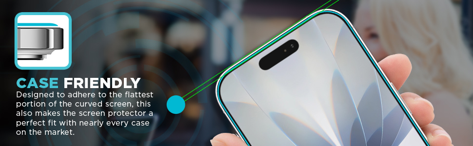 Case-friendly iPhone 17 screen protector fits flat surface, leaves gap for any case