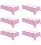 Aocoz Rectangle Tablecloths 90x132 Inch 6 Pack Pink Tablecloth Washable Decorative Linen Polyeste...