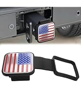 Hitch Covers 2 Inch, Rubber Trailer Hitch Cover, Square Mouth Tube Plug Insert, American Flag Tow...