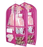 Syeeiex 3" Gusseted Clear Dance Costume Garment Bag(2 Pack), 40'' Dance Garment Bags for Dancers ...