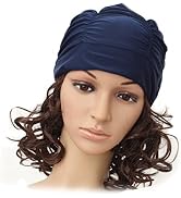 Ewanda store Colorful Pleated Nylon Cloth Swim Cap Large Swimming Cap Hot Spring Bathing Caps for...