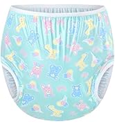 LittleForBig Washable Reusable Waterproof Adult Plastic Pants Pull Up Diaper Cover - Full Print B...