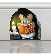 Mouse Reading Book, Wall Decor Sticker Decal, Kids Room, Classroom, Home, Bedroom, Bookcase, Book...