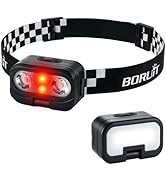 BORUIT BR400 Headlamp with White Red Warm Light, Double-Sided LED Lighting | 180°+180° Rotating H...