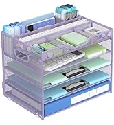 Docnest 5 Tier Mesh Desk Organizer- Letter Tray with Adjustable Compartments, Mesh Desktop Storag...