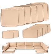 14 Piece Outdoor Patio Cushion Covers Replacement, Fit 7 Piece 6-Seater Wicker Rattan Patio Furni...