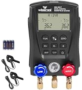 WISSCOOL Digital HVAC Manifold Gauge Set, Refrigeration AC Gauges with 2 Wired Temperature Clamp ...