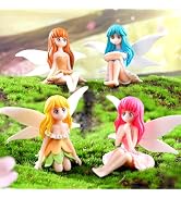 Eysinyge Miniature Fairy Garden Figurines, 4-Piece Set Fairies Gifts for Girls Colorful Wing Deco...