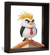 Eiflow Tabletop Diamond Art with Black Wood Frame, Desktop Diamonds Painting Kit for Adults Bird,...