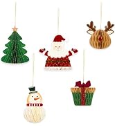 NICROHOME EUR 5 PCS Christmas Hanging Decorations, Paper Honeycomb Hanging Ornaments with Santa C...