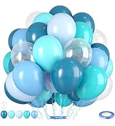 Ocean Themed Balloons, Macaron Light Baby Sea Blue Teal Transparent Balloons for Boy Girl Ocean T...