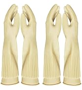The Crown Choice Reusable Waterproof Household Dishwashing Cleaning Rubber Gloves Non-Slip Kitche...