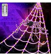 Spider Webs Halloween Decorations Lights - 250 LEDs Outdoor Halloween String Lights with 60