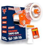 Professional Tape Gun with Heavy Duty Packing Tape, Industrial Dispenser for Moving and Packaging...