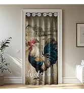 CHGCRAFT Vintage Chicken Door Curtain for Doorway Chook Doorway Curtain Room Divider Curtains wit...