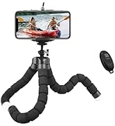 Mini Tripod,Sponge Tripod with Phone Holder Flexible Bracket with Wireless Remote and Smartphone ...