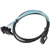 IYUANEPRO Mini SAS 36Pin SFF-8087 to 4X SATA 7Pin Cable, 90-Degree Backplane Cable 3.3FT