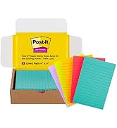 Post-it Super Sticky Notes, 4x6 in, 5 Pads/Pack, 90 Sheets/Pad, Exclusive Bright Color Col...