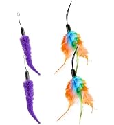 PANRIO 4 Pack Feathers Accessories for Hanging Door Clip Ribbon Cat Toy, ONLY Fits Cat Toys,Cats-...