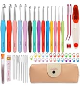 Mayboos 14 Sizes Crochet Hook Set, Large Crochet Hooks Yarn Needle Kits Knitting Needles with Erg...
