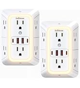 Outlet Extender with Night Light, Multi Plug Outlet Surge Protector,6 Outlet Splitter with 4 USB ...