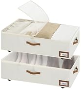 StorageWorks Under Bed Storage with Wheels, 10'' Underbed Storage Containers with Lid, 90L Clothe...