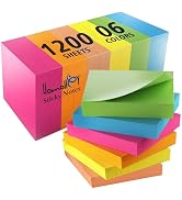 (12 Pads) Sticky Notes 3x3 in 100 Sheets/Pad, Self-Sticky Note Pads, 6 Bright Colors Super Sticky...
