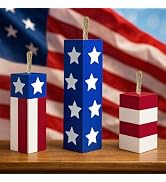 4th of July Fireworks Decorations for Indoor 3 PCS, Fourth of July Patriotic Wooden Firecracker D...