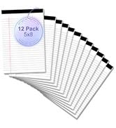Legal Pads 5×8 Inch Notepad, 12 Pack Note Pads College Ruled Perforated Memo Pad for Work Study D...