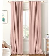 100% Blackout Shield Linen Blackout Curtains for Bedroom 108 Inches Long, Back Tab/Rod Pocket Liv...