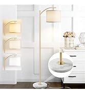 ROTTOGOON Gold Floor Lamp for Living Room with Marble Base, Modern Standing Lamp with 3 Color Tem...