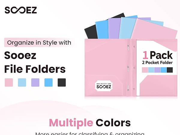 plastic folders with pockets and prongs