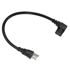 Black NEMA 5-15P Angle Type to C13 3 Prong Angled AC Power Cord for PC Monitor/Wall Mounting TV