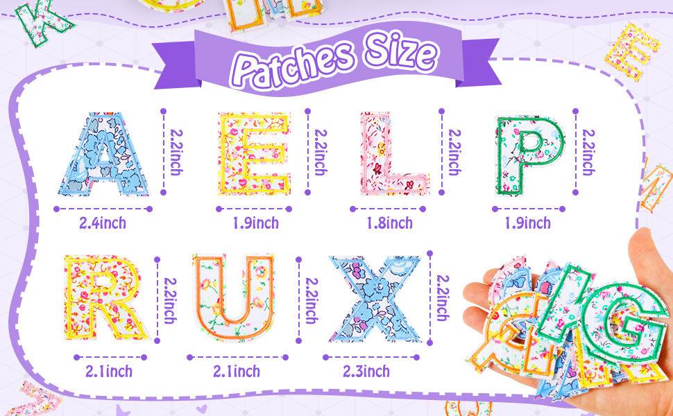 52pcs floral letter patches