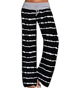 iniber Women's Comfy Pajama Pants Casual Lounge Pant Wide Leg Palazzo Stretch Drawstring Bottoms
